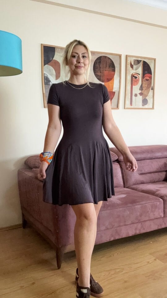 Premium Çilek Kumaş Mini Elbise