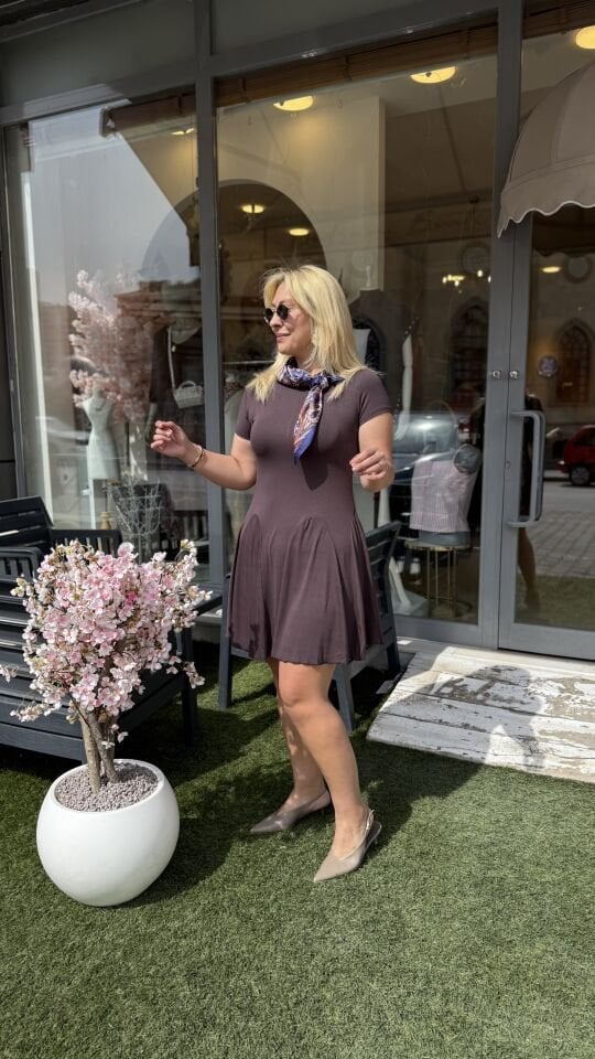 Premium Çilek Kumaş Mini Elbise