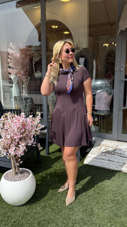 Premium Çilek Kumaş Mini Elbise