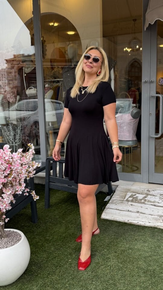 Premium Çilek Kumaş Mini Elbise