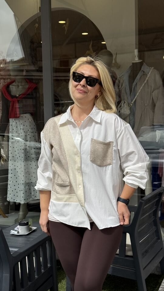 Berlly Tasarım Gömlek -Triko Garnili