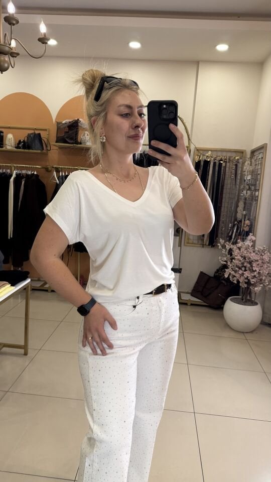 Ön Arka V Yaka Bambu Tshirt